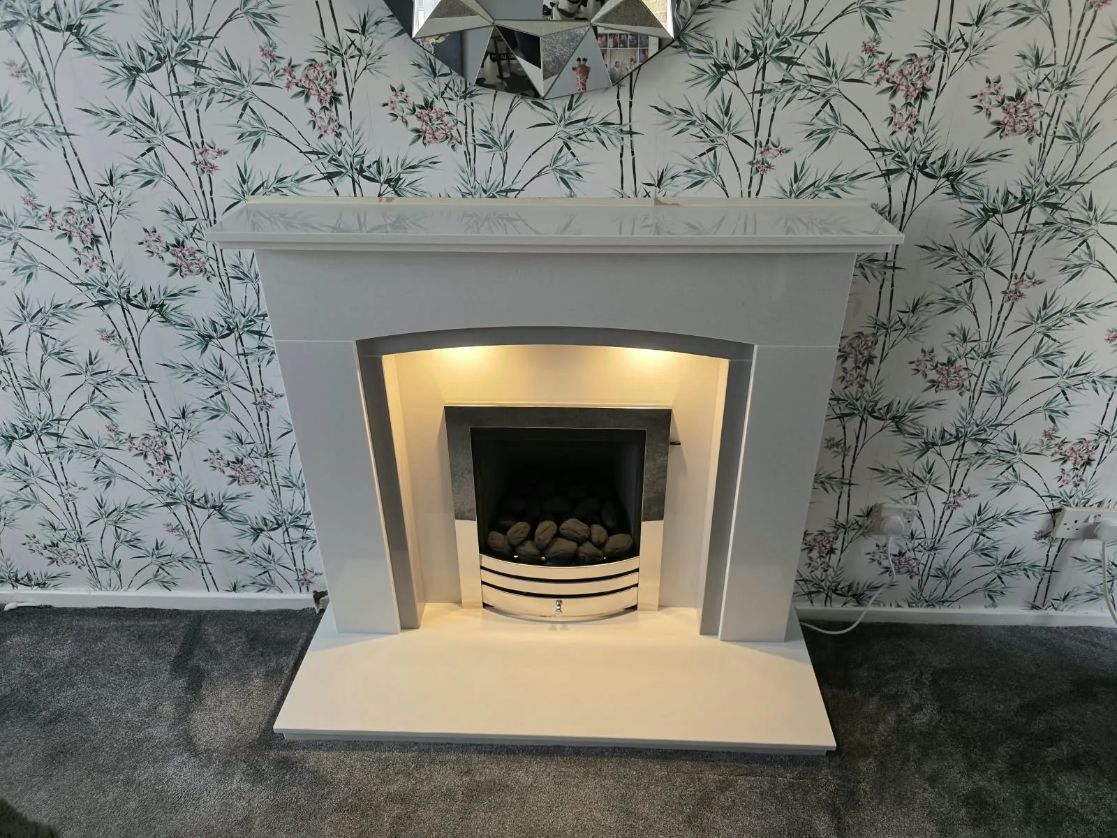 Ferndale marble fireplace and Wildfire Montese gas fire fitted in Bromsgrove