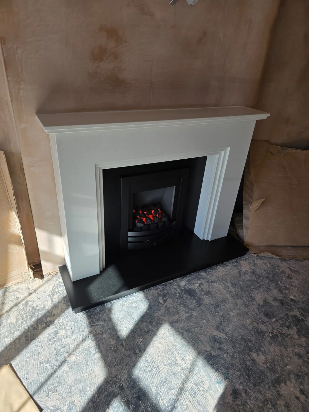 Custom Marble Fireplace and Gas Fire in Redditch, image 2